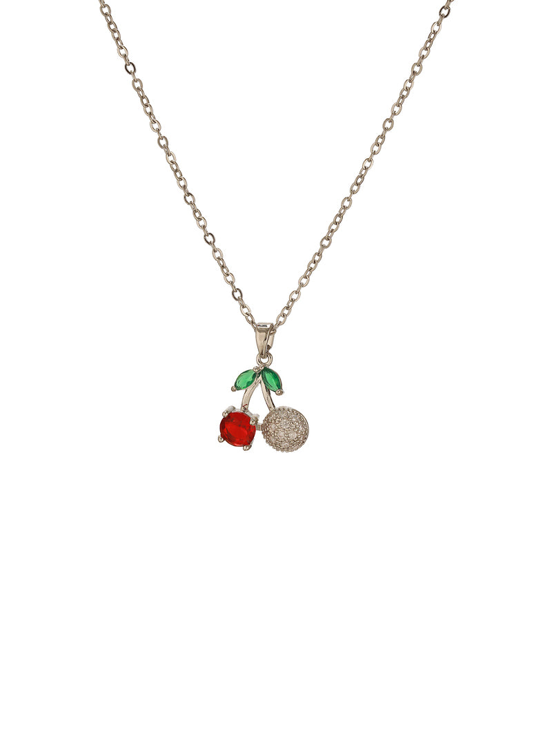 The red enamel bead and crystal-studded bead of Cherry Spark Pendant has been highlighted