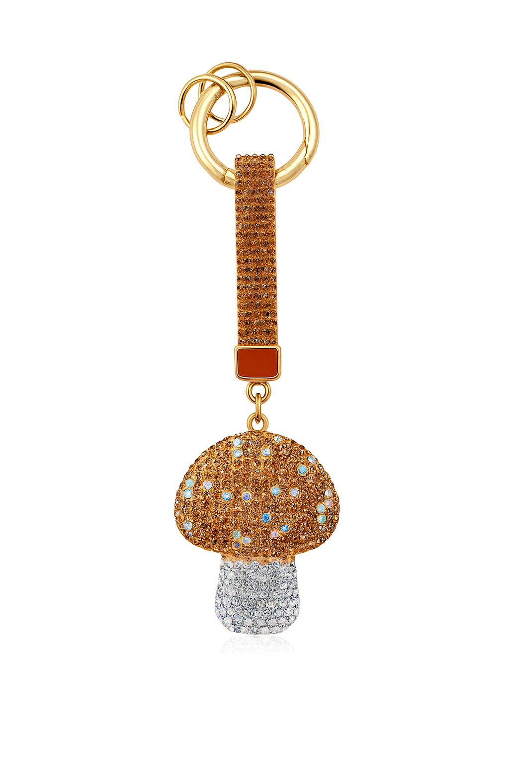 On a white background, Golden Shroom Keychain of Zelci has been dispalyed