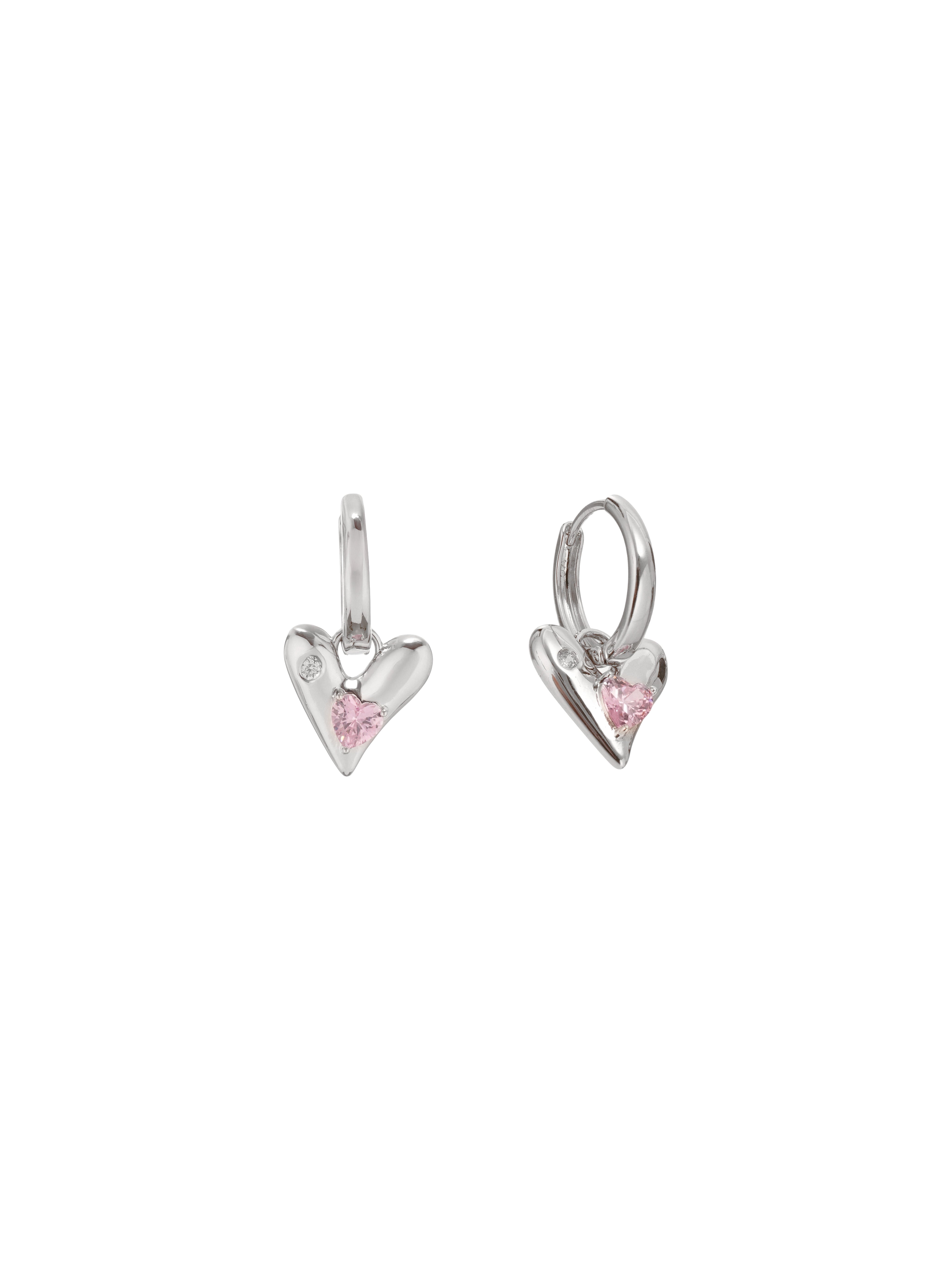Silver Halo Heart Hoops