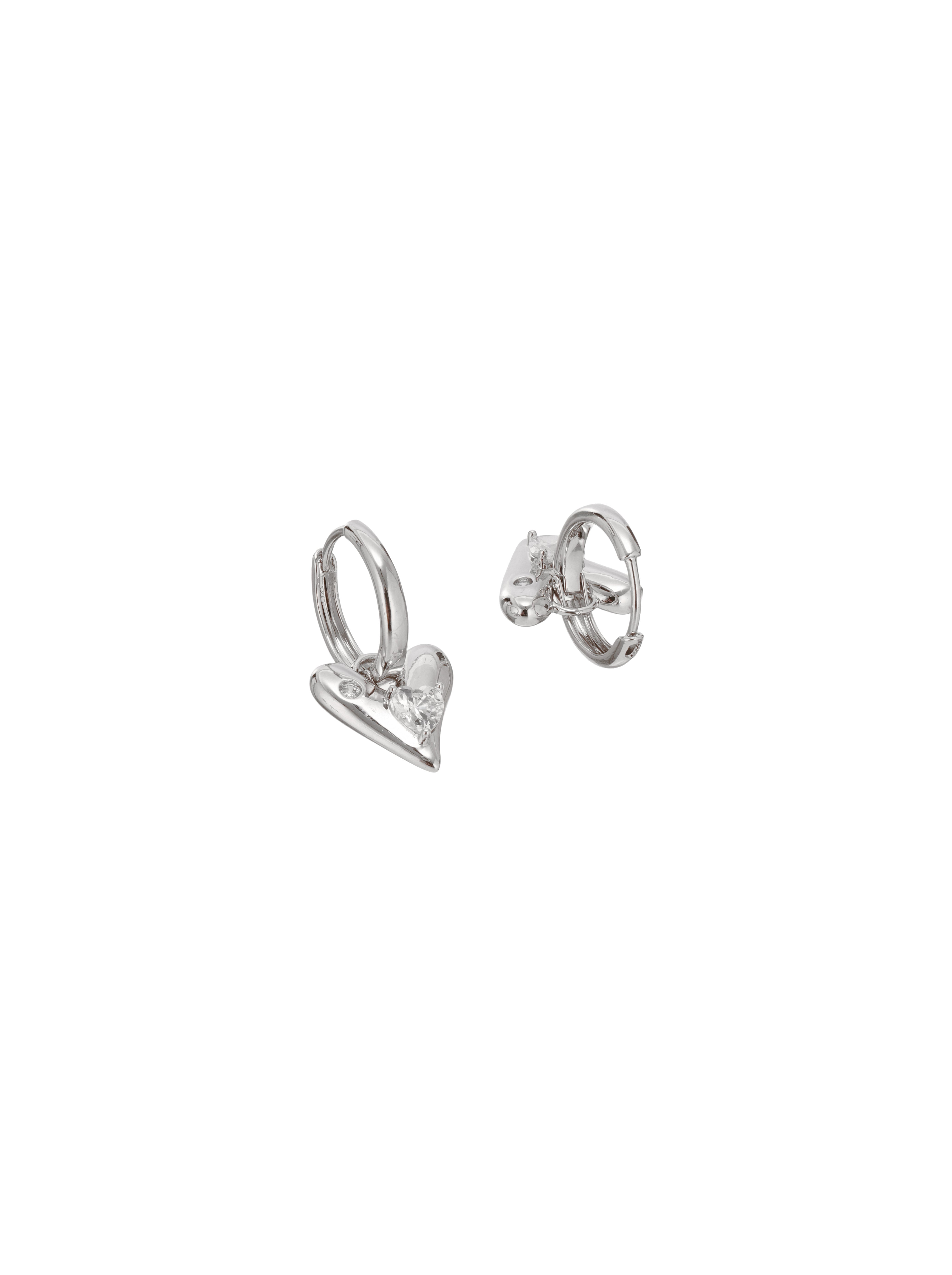 Silver Halo Heart Hoops