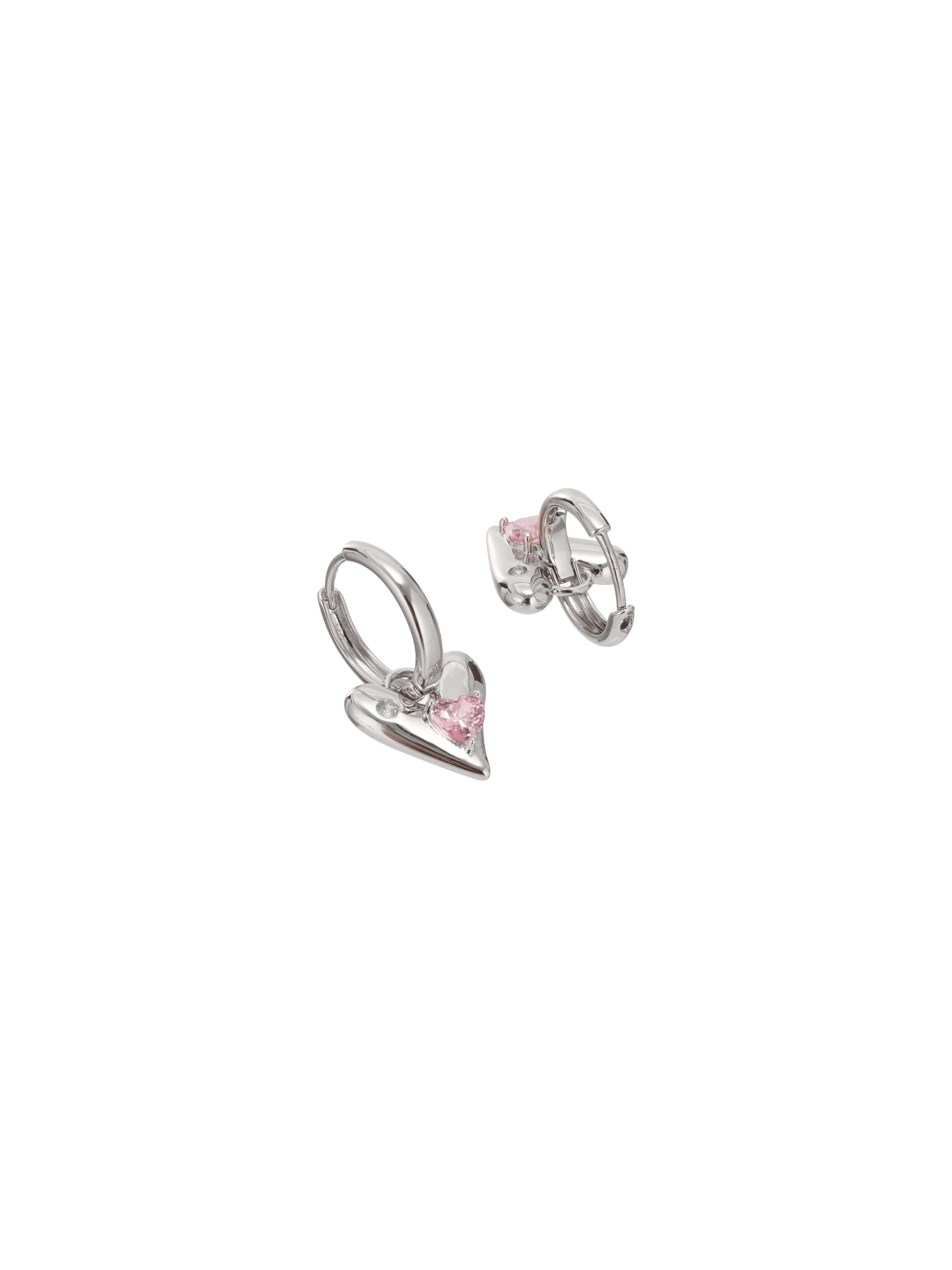 Silver Halo Heart Hoops