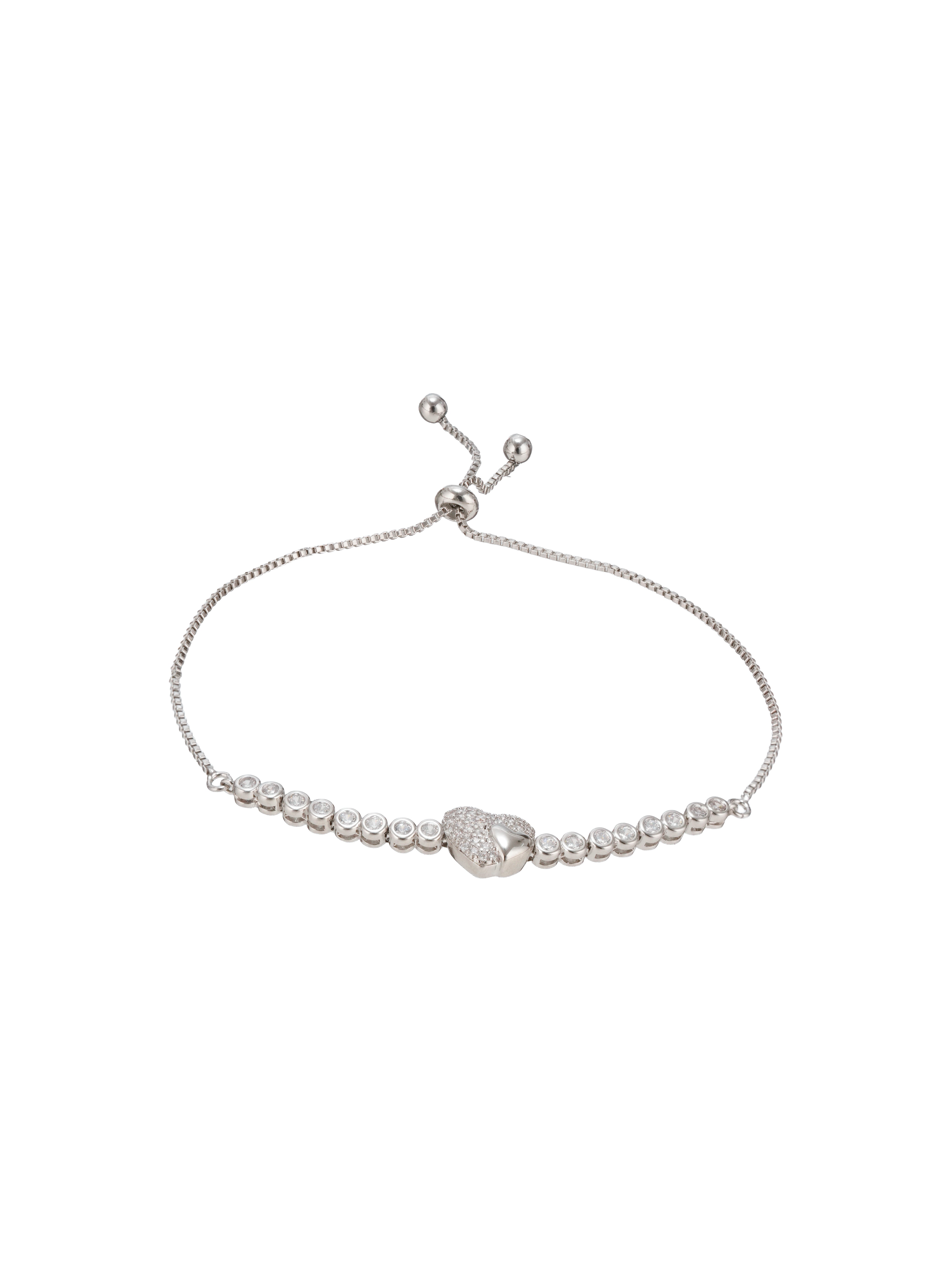 Silver Heart Bezel Braceletv