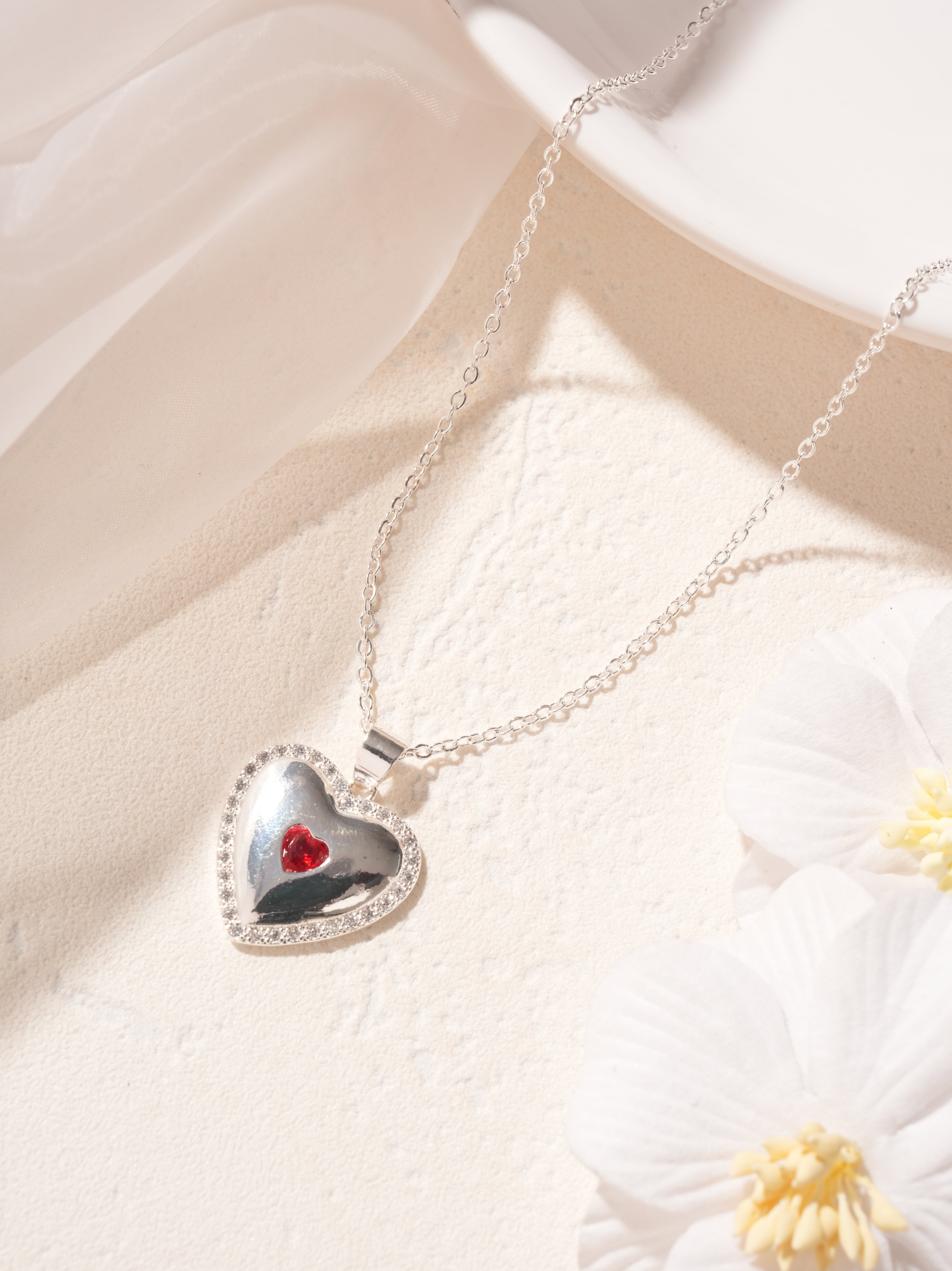 Ruby Kiss Heart Necklace