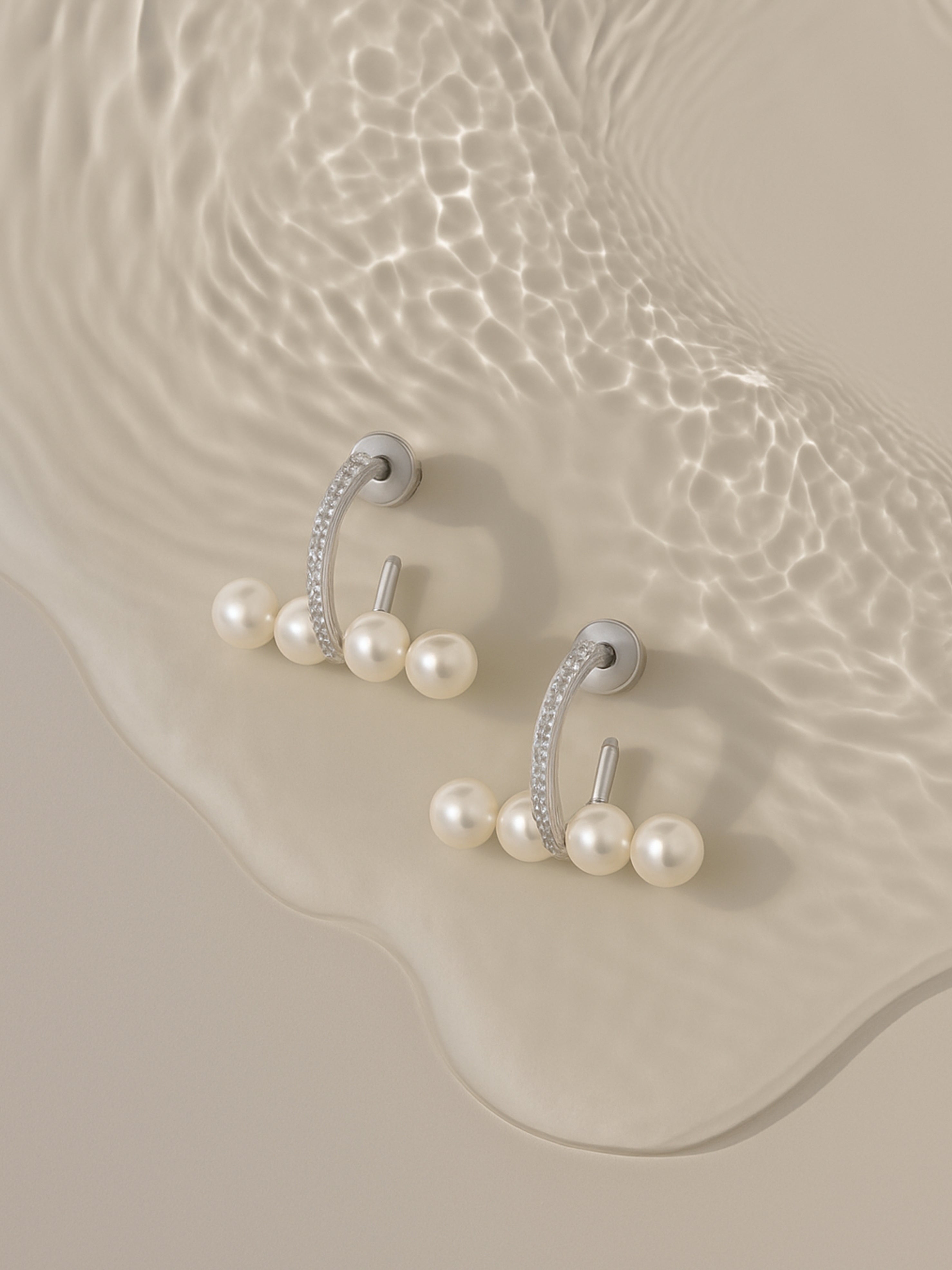 Moonlit Pearl Hoops