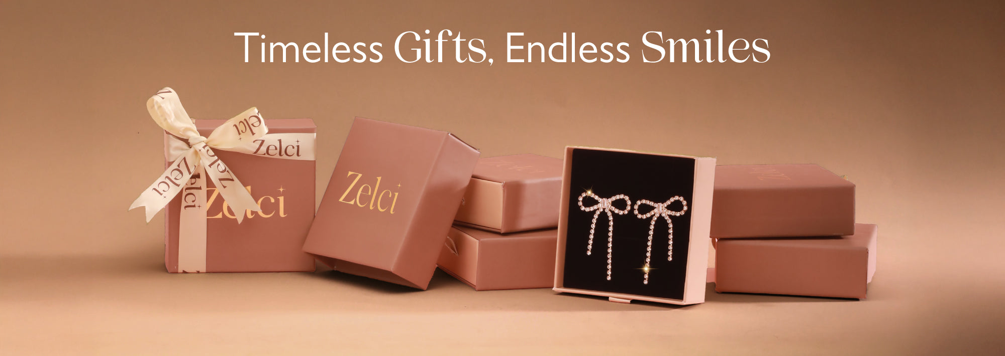 The banner image shows Zelci's boxes, featuring Pearl Bow Earrings