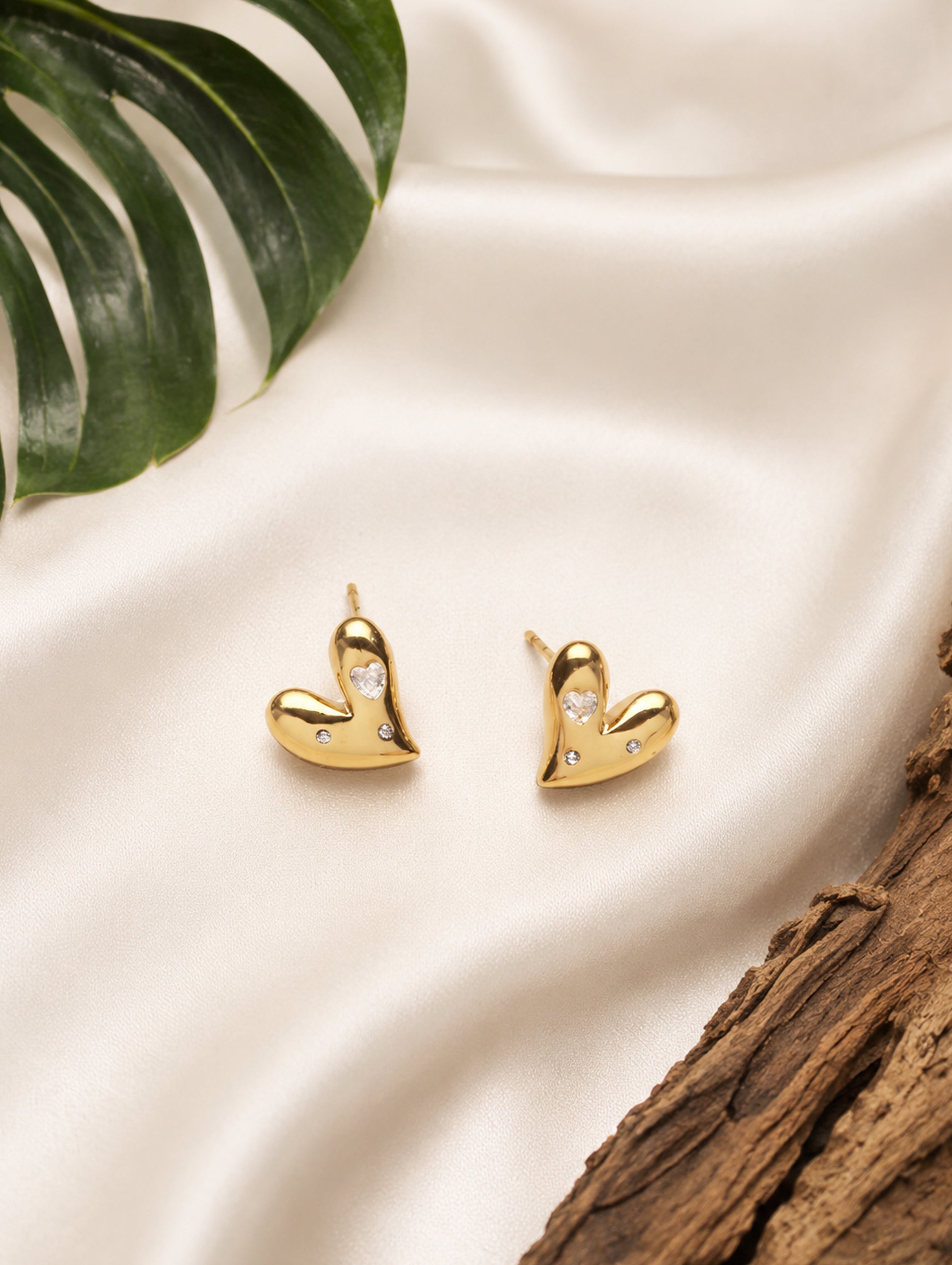 Gold Heart Studs