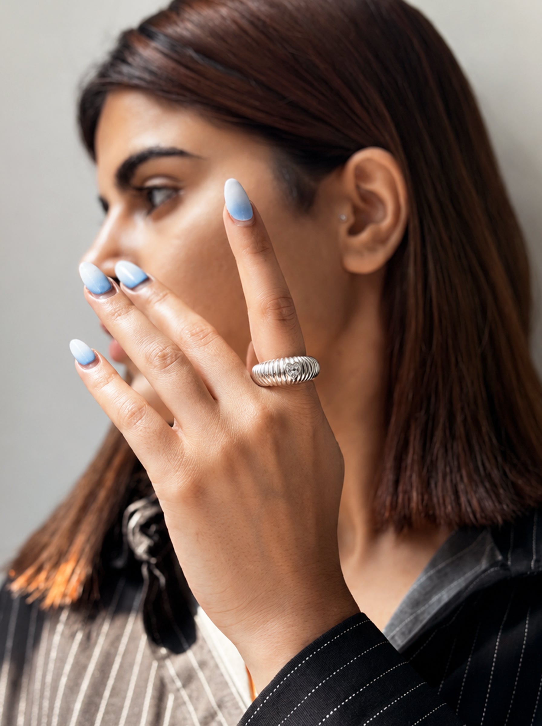 Heart Ribbed Ring