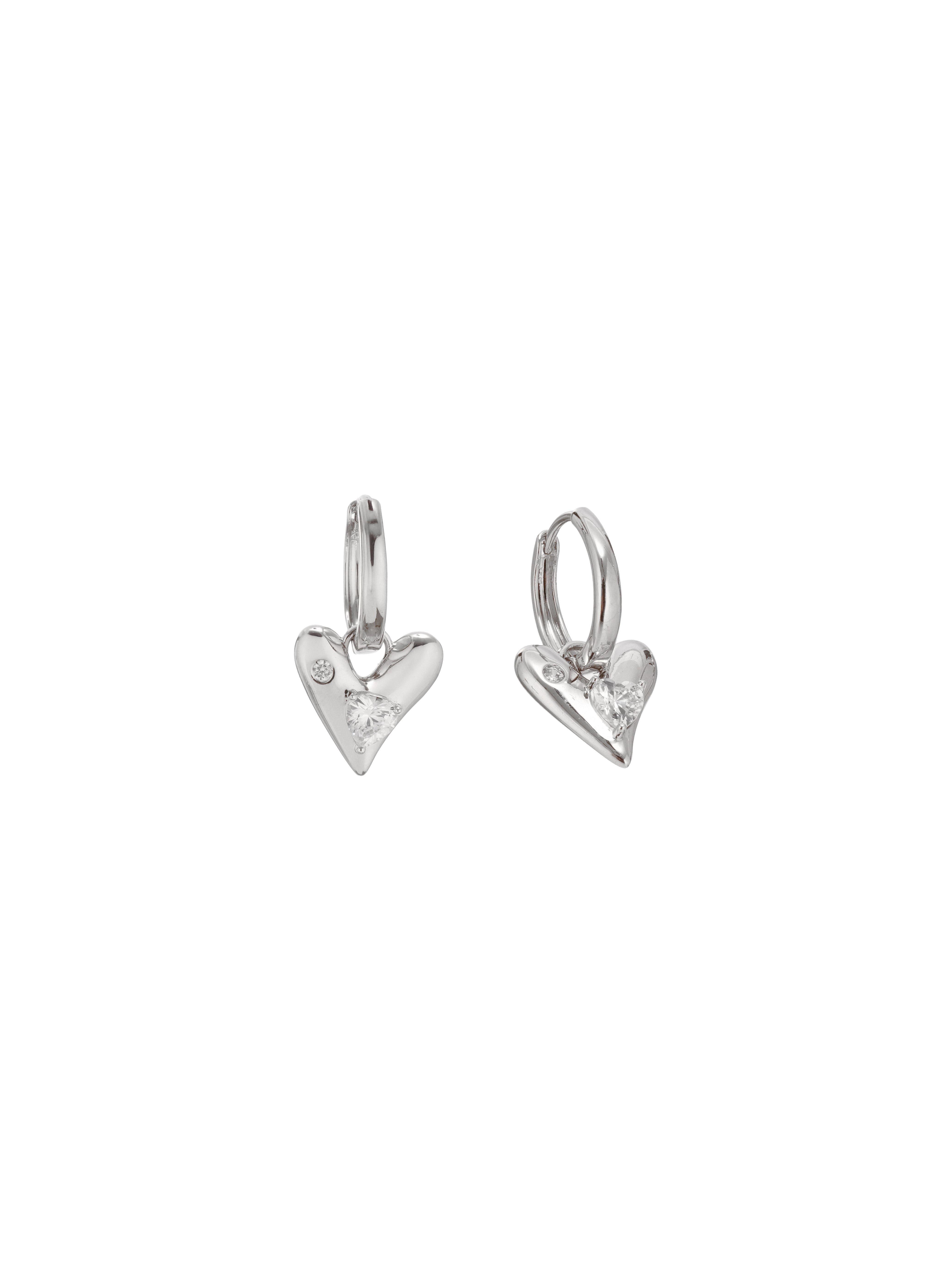 Silver Halo Heart Hoops
