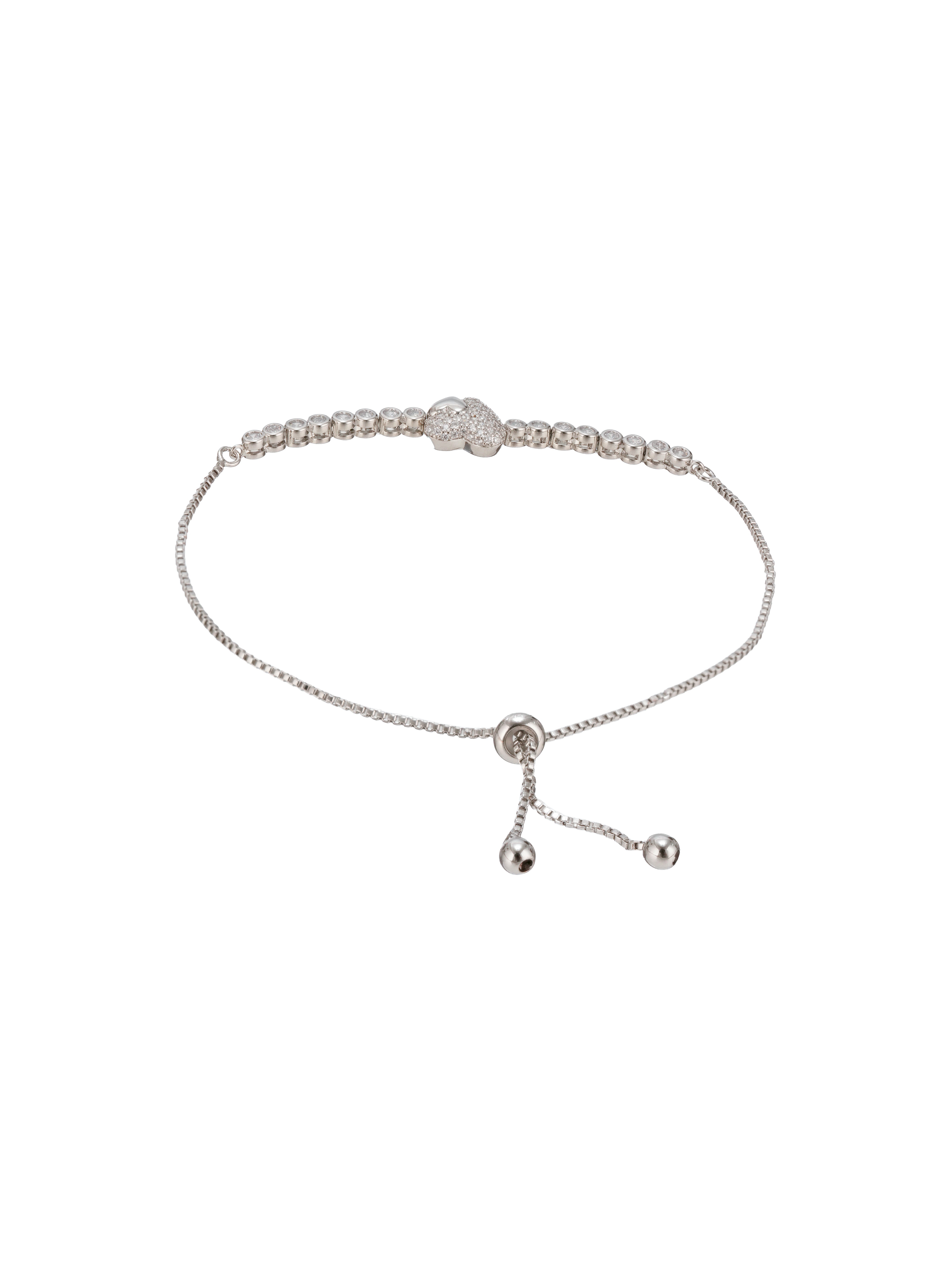 Silver Heart Bezel Braceletv