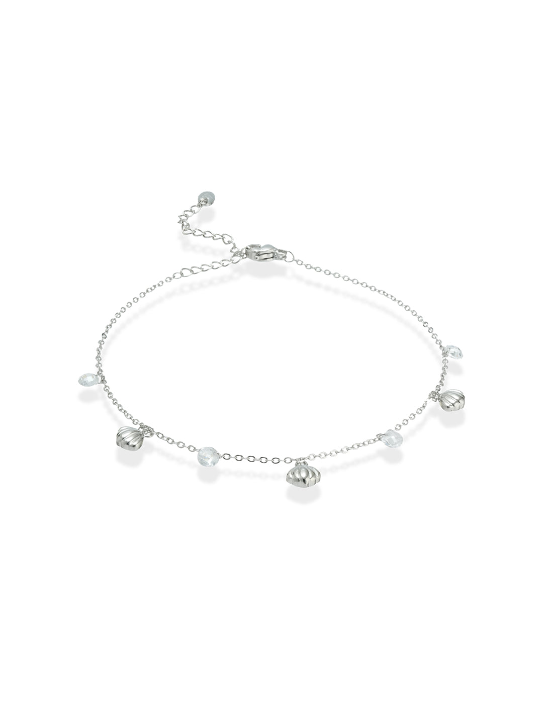 Mira – Silver anklet with tiny sea shell charms