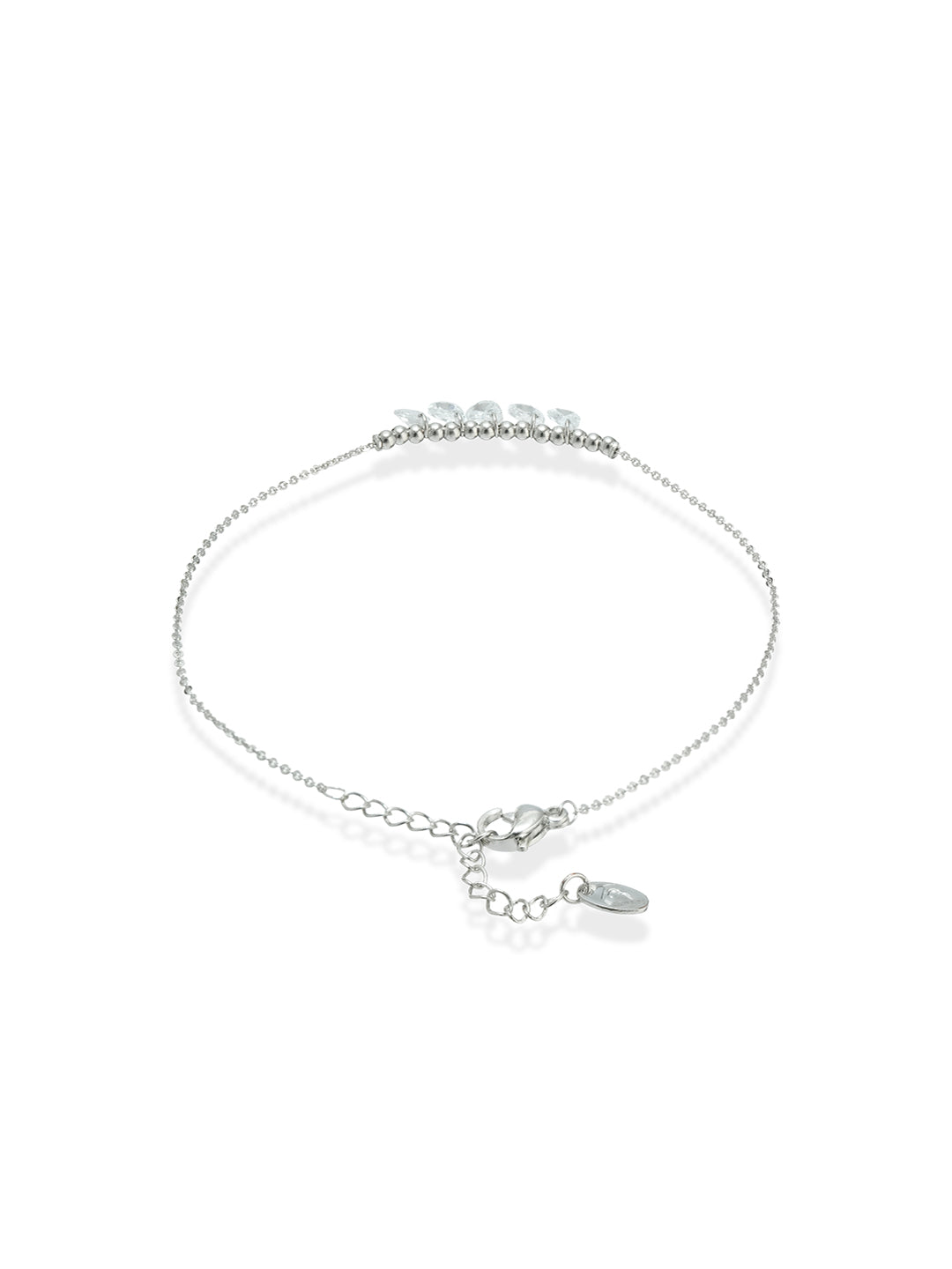 Isla – Silver anklet with crystal drop row