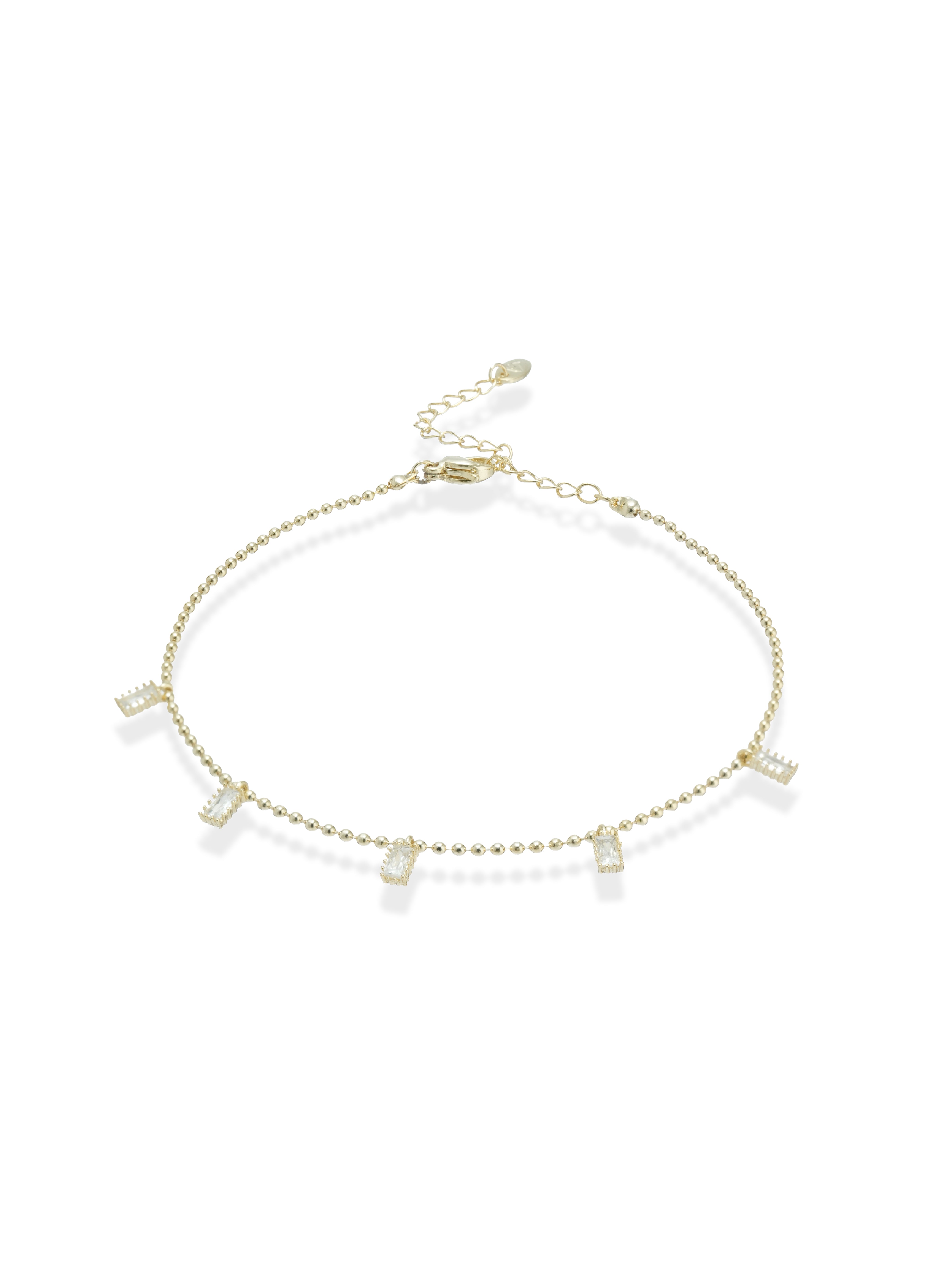 Alina – Gold anklet with baguette drops