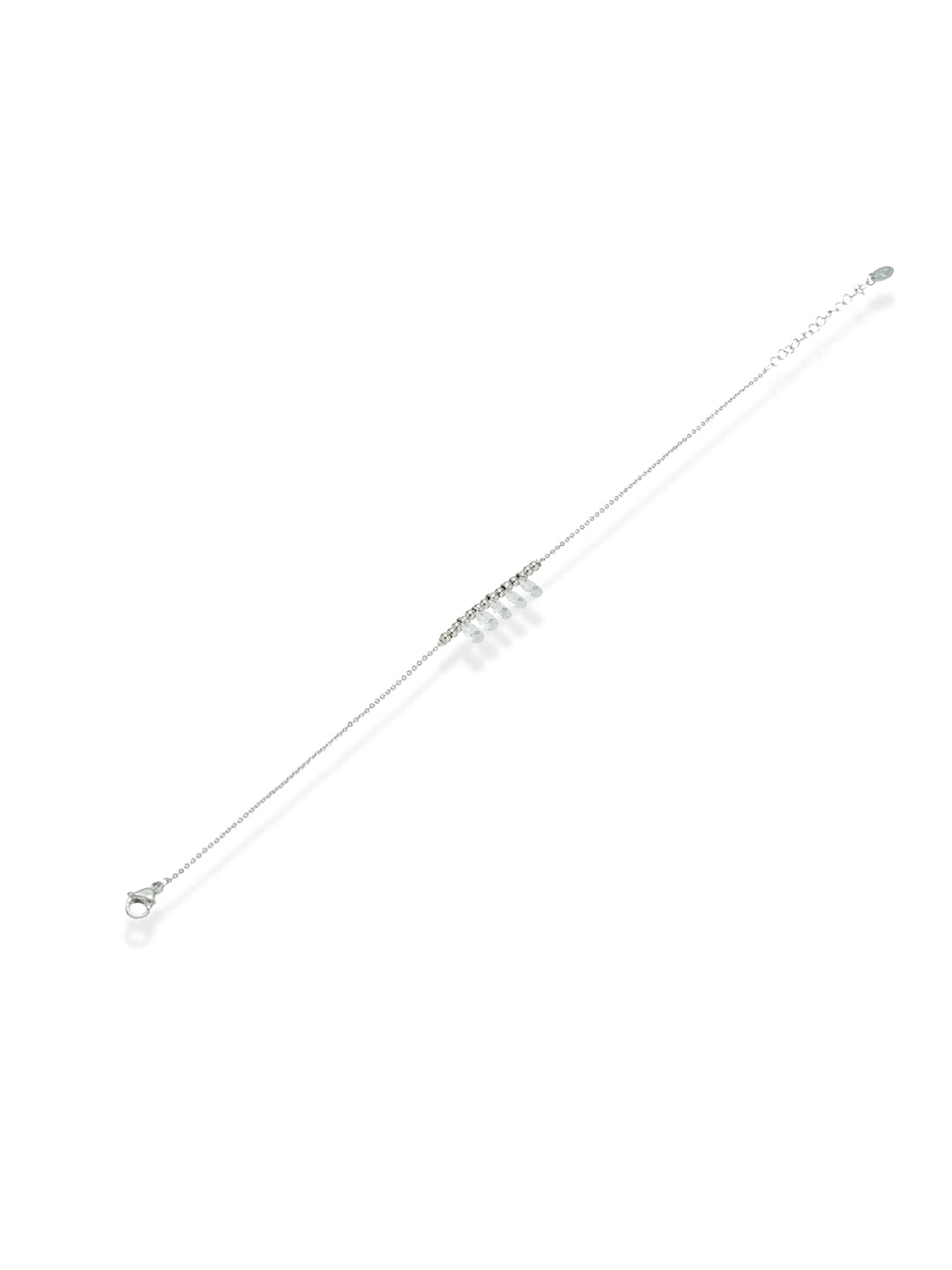 Isla – Silver anklet with crystal drop row