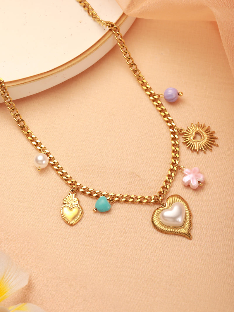 Zelci’s  Honeylight Romance Charm Chain has been elegantly featured within a styled setting