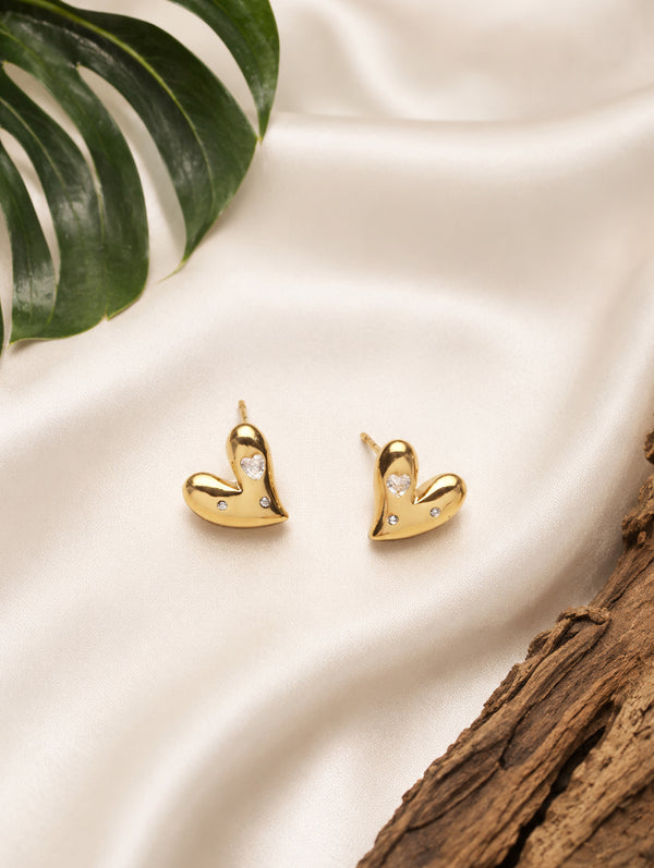 Gold Heart Studs