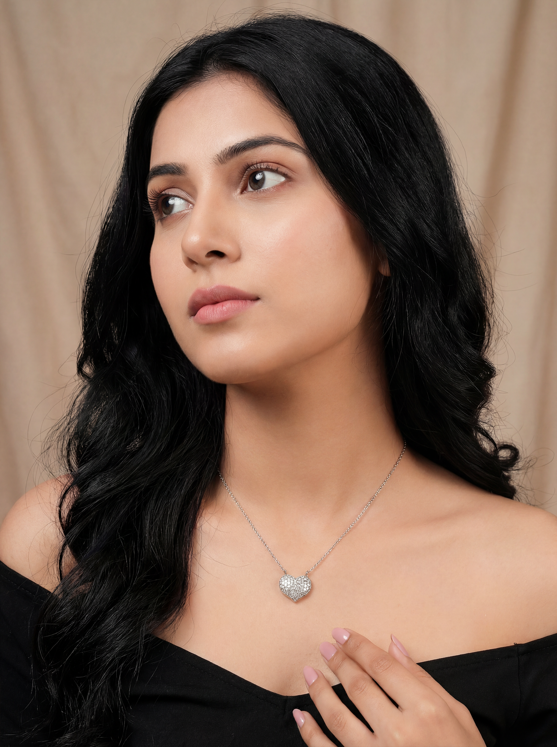 Celeste Heart Pavé Necklace