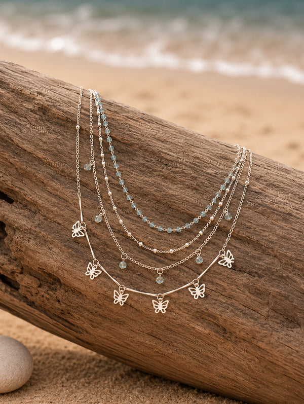 Butterfly Charm Layers Necklace